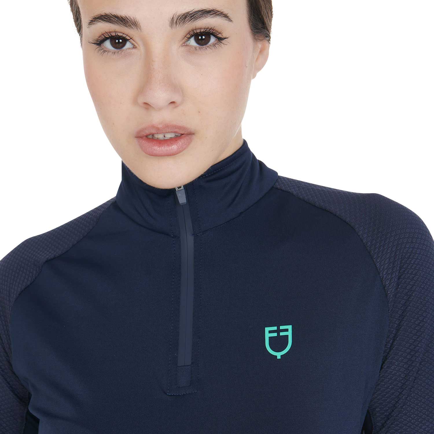 Base layer donna slim fit in tessuto tecnico Scuderia Equestro Blu Navy