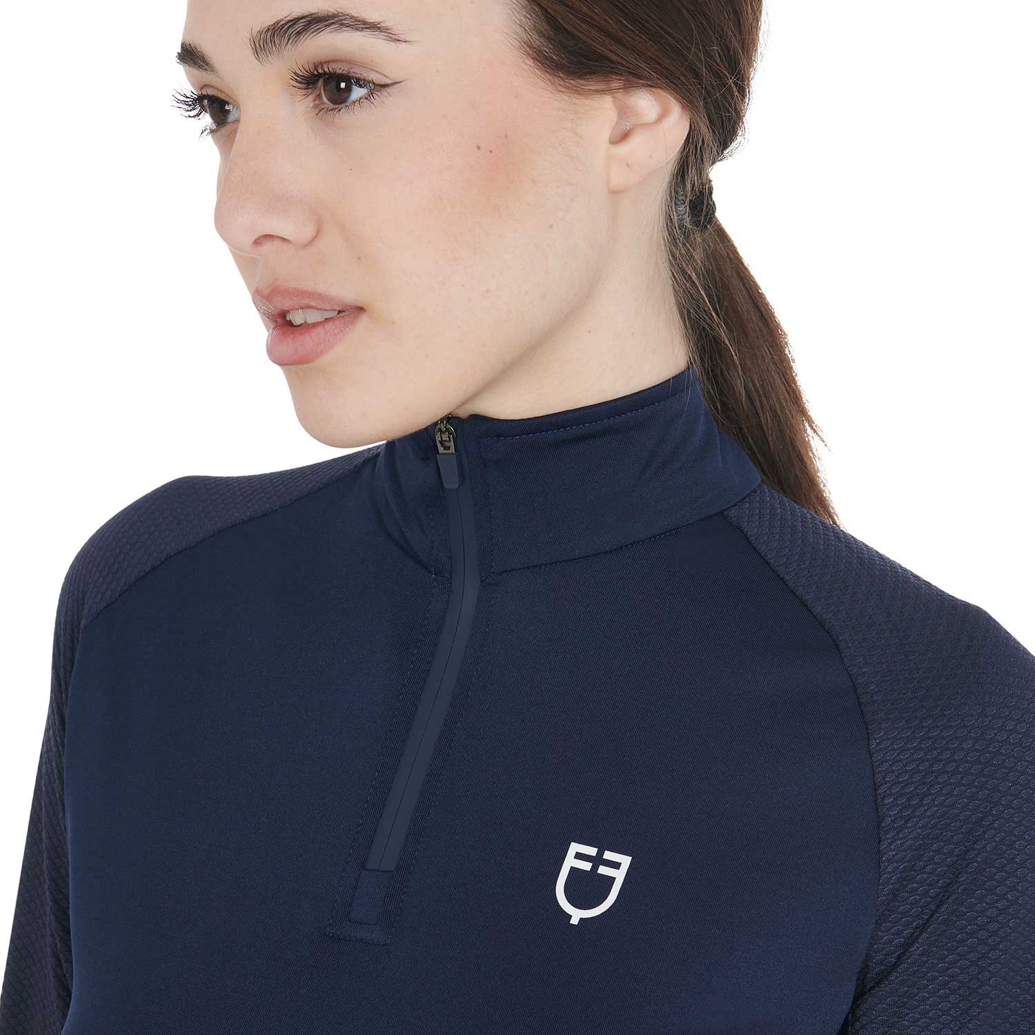 Base layer donna slim fit in tessuto tecnico Scuderia Equestro Blu Navy