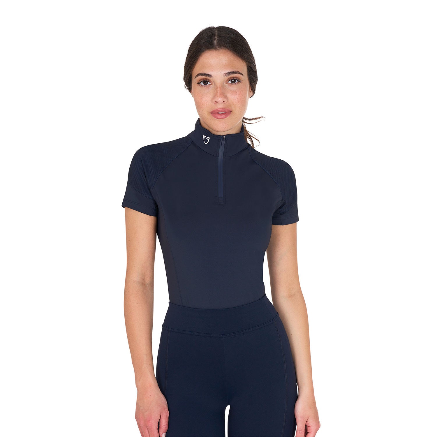 Base layer donna slim fit mezza manica Equestro Nero