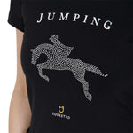 T-shirt donna slim fit disegno salto con strass