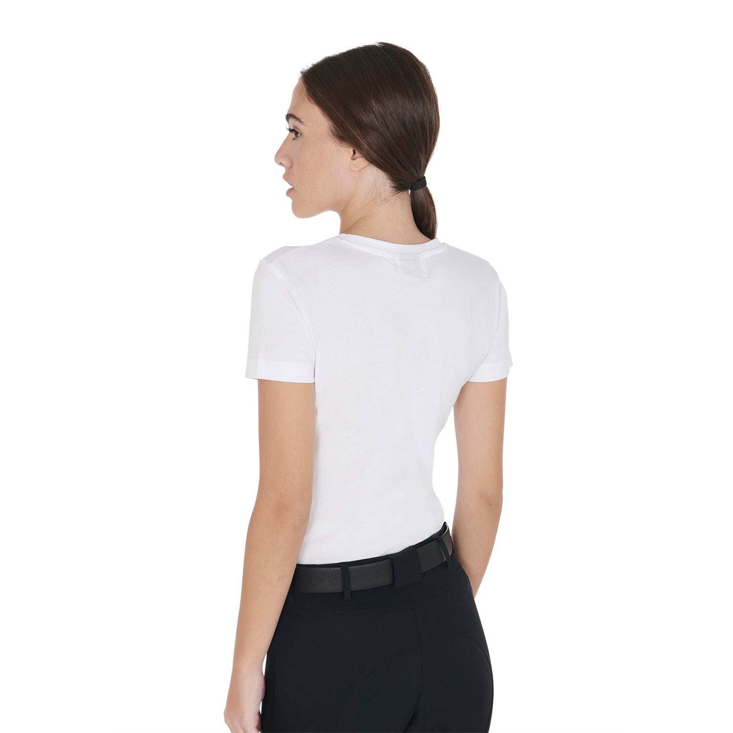 Equestro T Shirt Donna Slim Fit Disegno Dressage con Strass