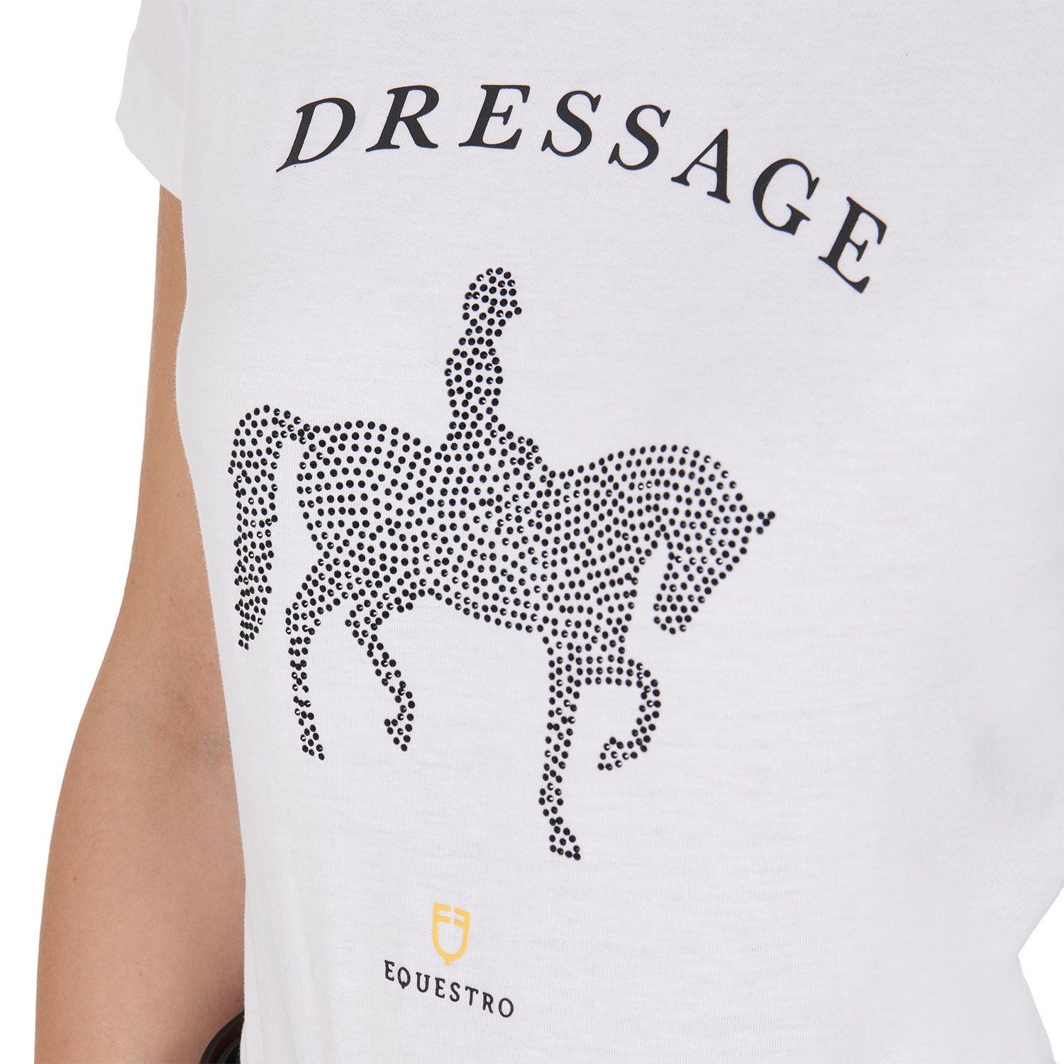 Equestro T Shirt Donna Slim Fit Disegno Dressage con Strass