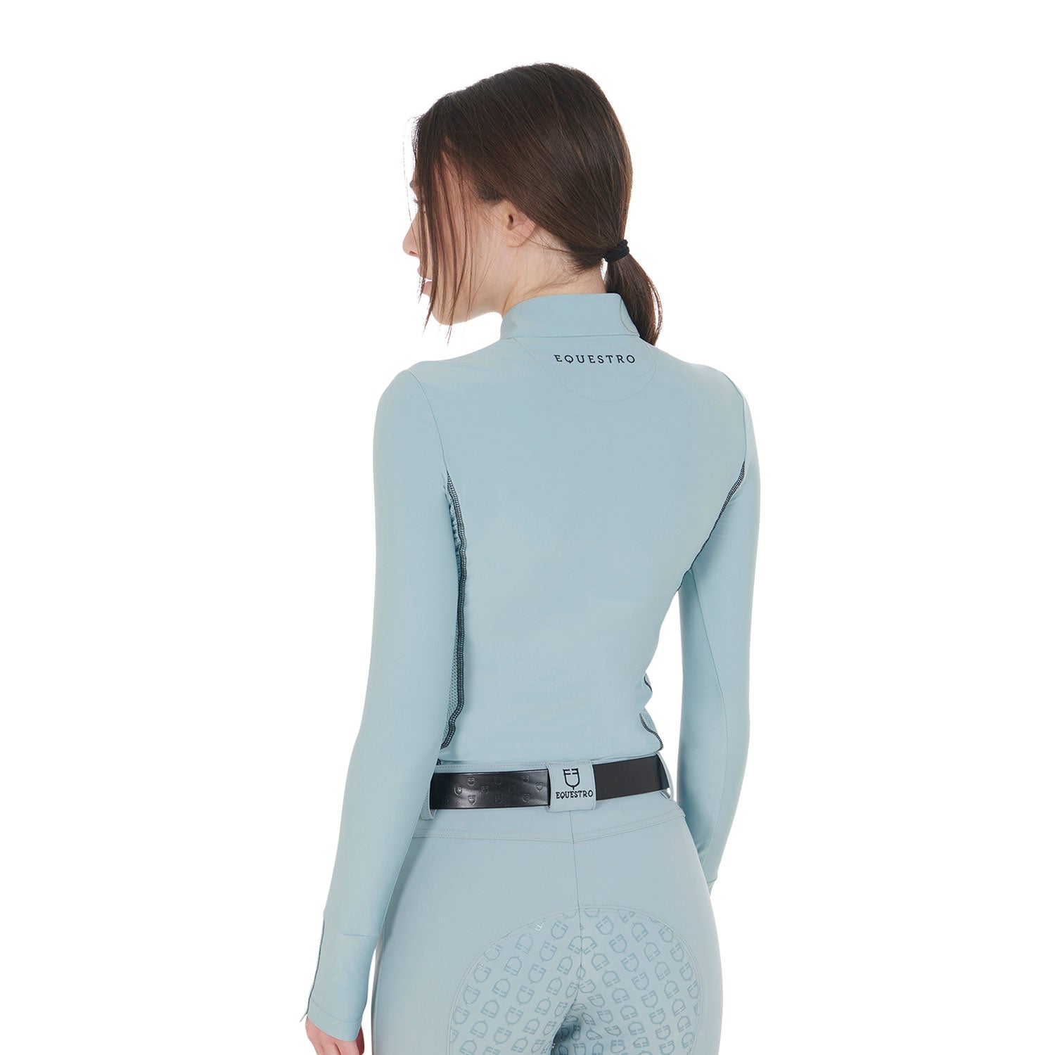 Polo slim fit donna da allenamento a maniche Lunghe Equestro