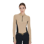 Polo slim fit donna da allenamento a maniche Lunghe Equestro