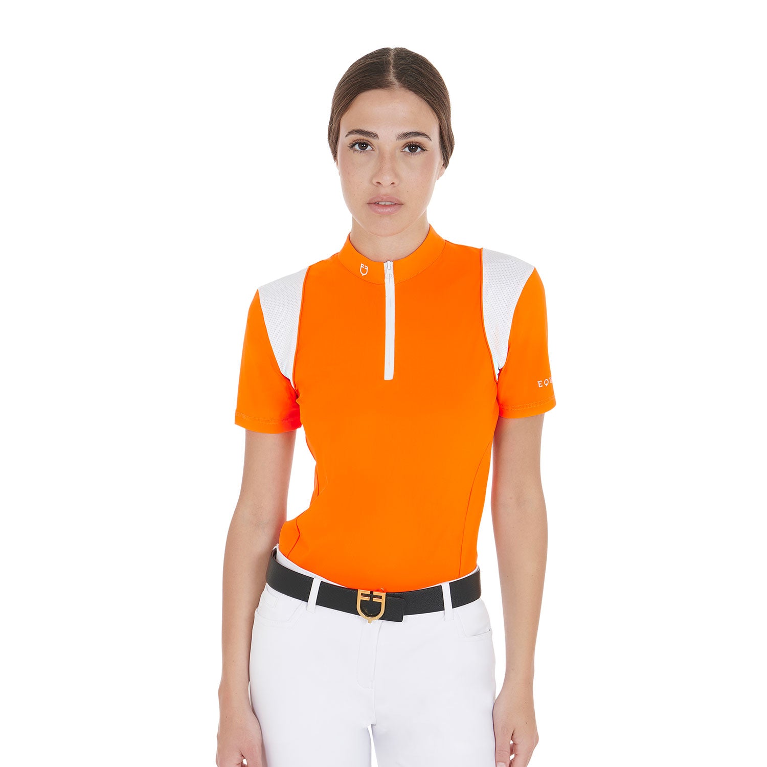 Polo donna slim fit in tessuto tecnico traspirante a mezza manica Equestro