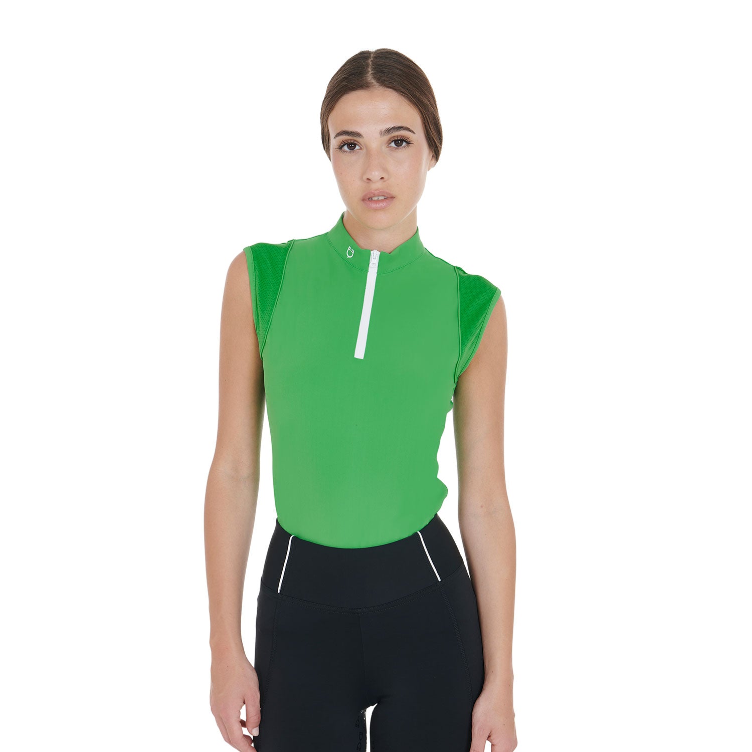 Polo donna slim fit smanicata in tessuto tecnico Equestro