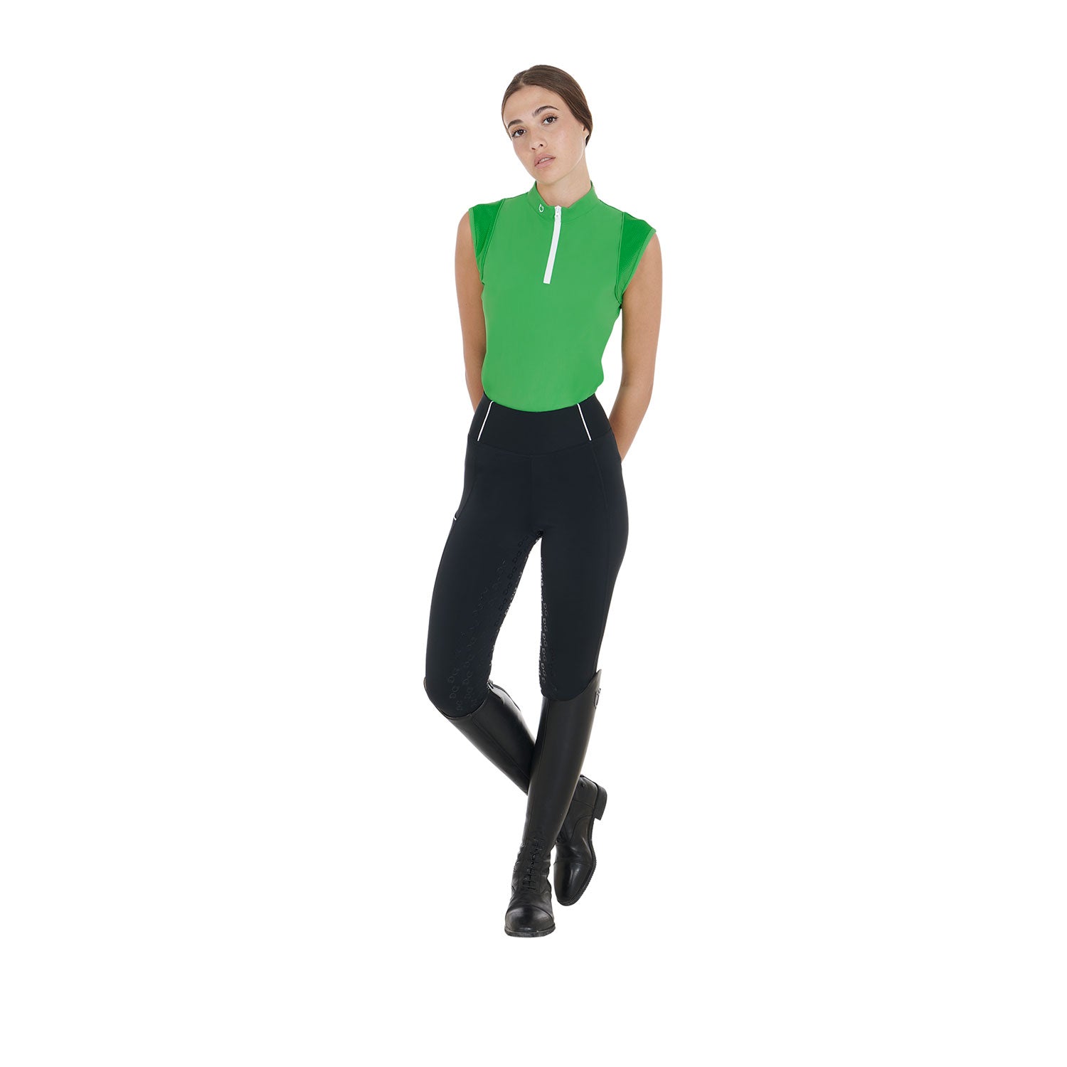 Polo donna slim fit smanicata in tessuto tecnico Equestro