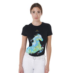 Equestro T Shirt Donna Slim Fit con Stampa Astratta per Cavallo