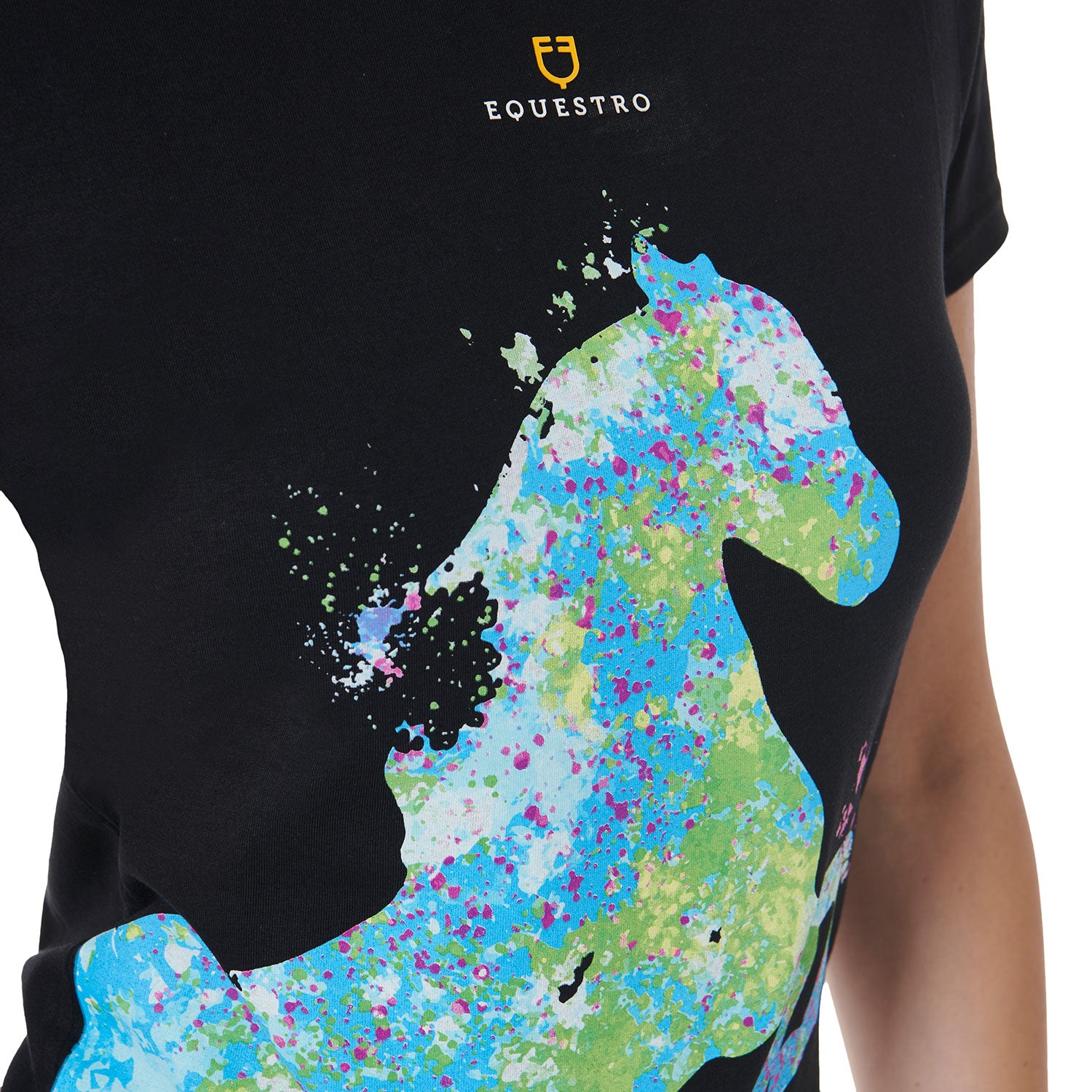 Equestro T Shirt Donna Slim Fit con Stampa Astratta per Cavallo