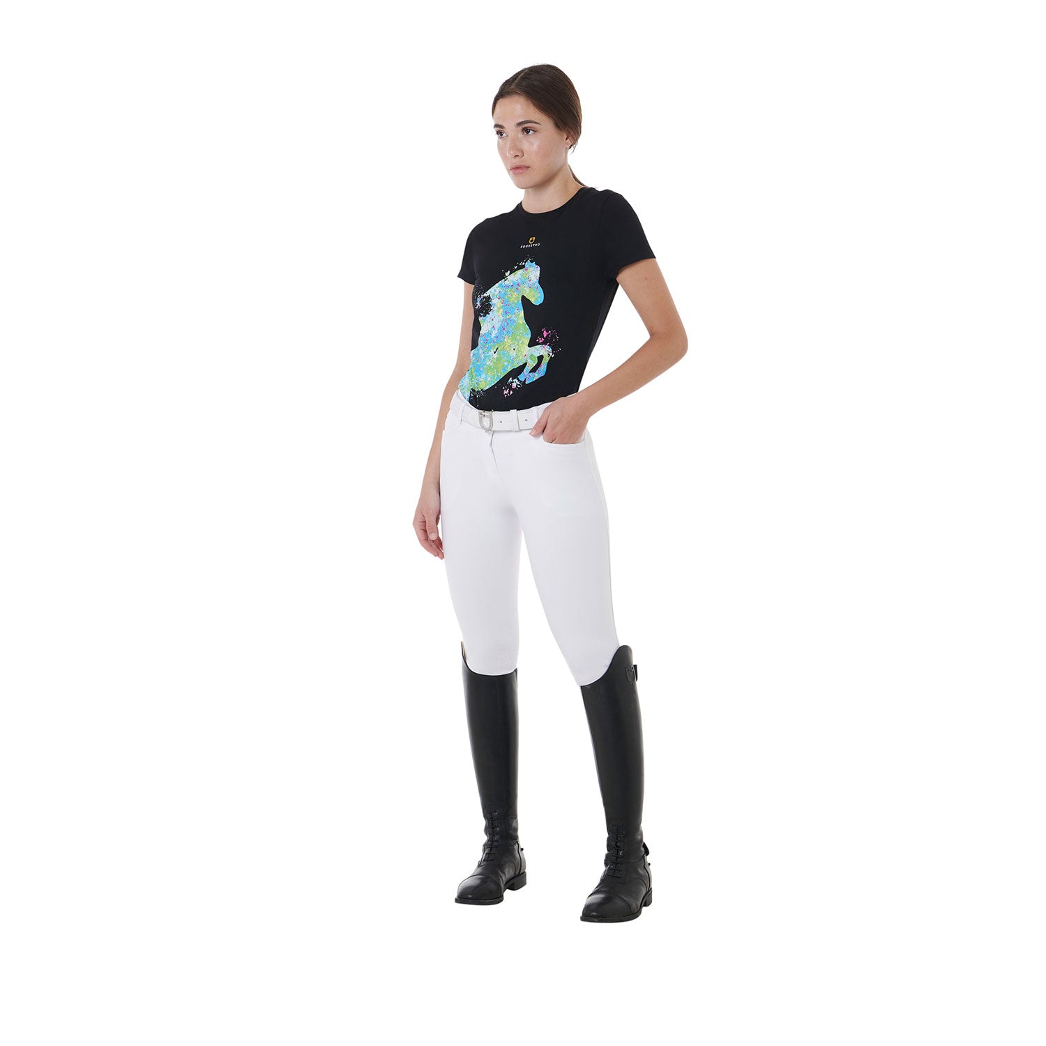 Equestro T Shirt Donna Slim Fit con Stampa Astratta per Cavallo