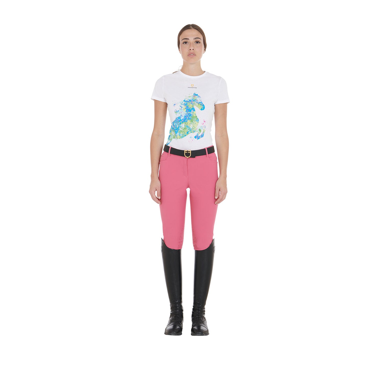 T-shirt donna slim fit con stampa colorata EQUESTRO