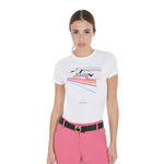 Equestro T Shirt Donna Slim Fit Disegno Salto Colorato