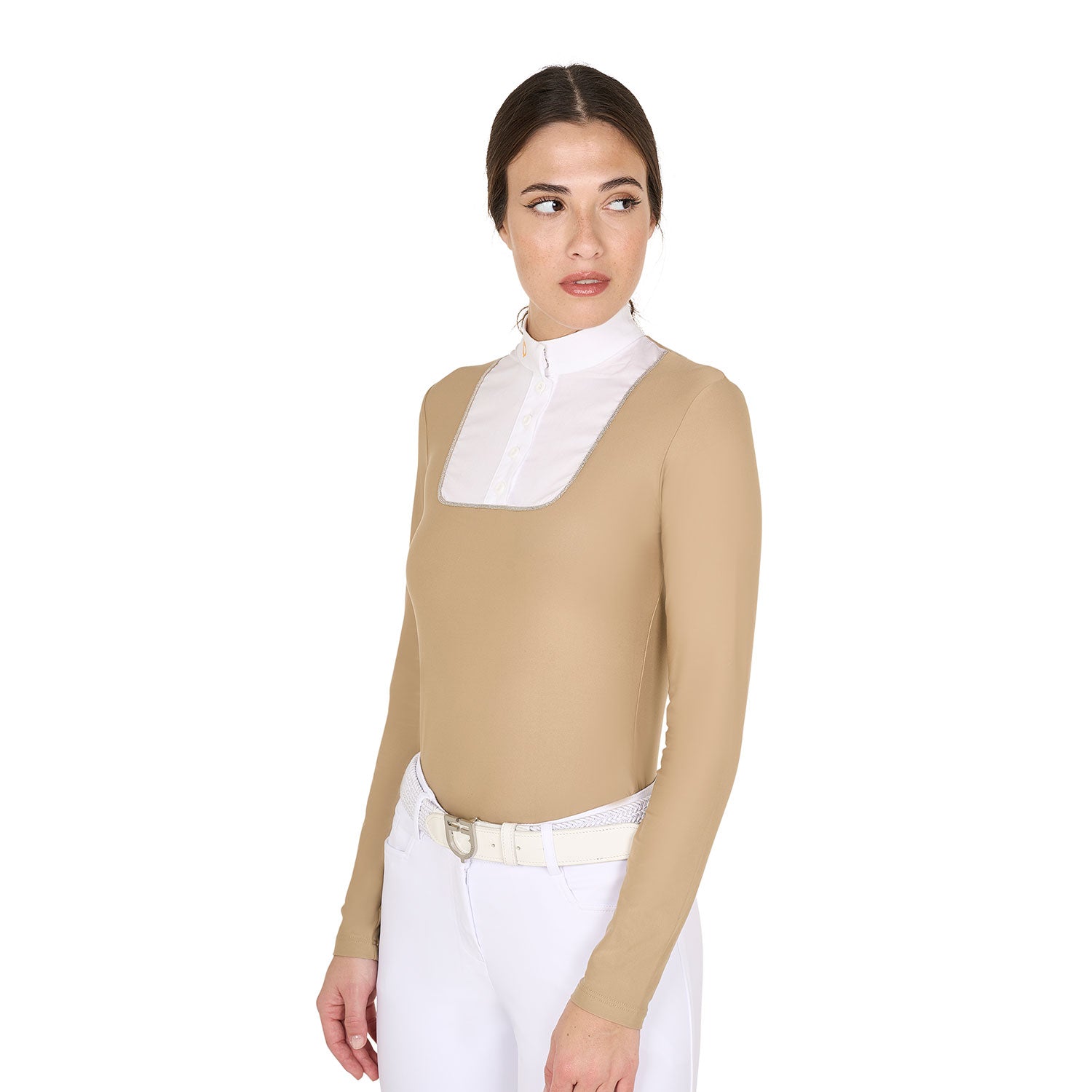 Polo donna Equestro slim fit da concorso con bottoni