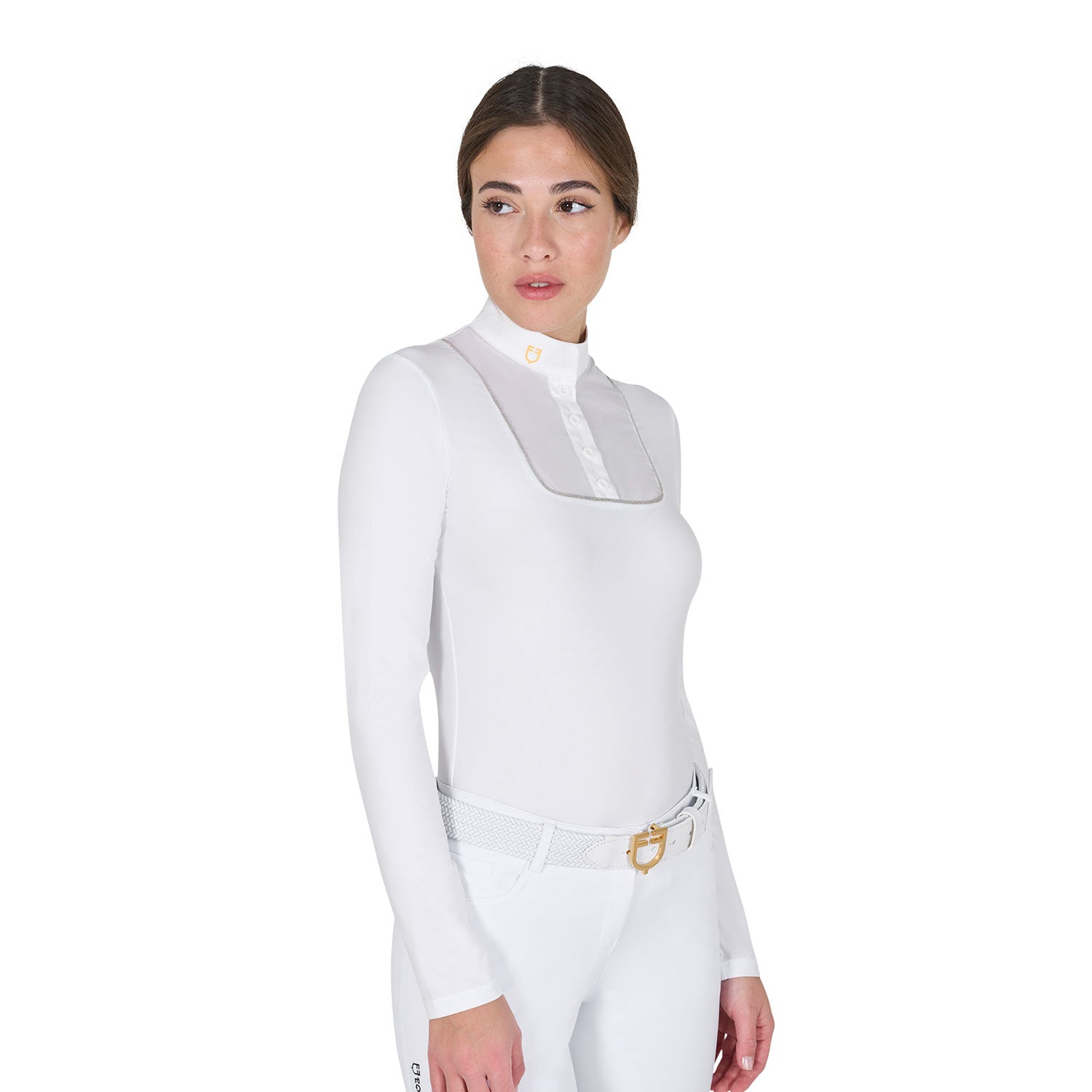 Polo donna Equestro slim fit da concorso con bottoni