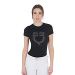 Equestro T Shirt Donna Slim Fit Logo Strass rosa