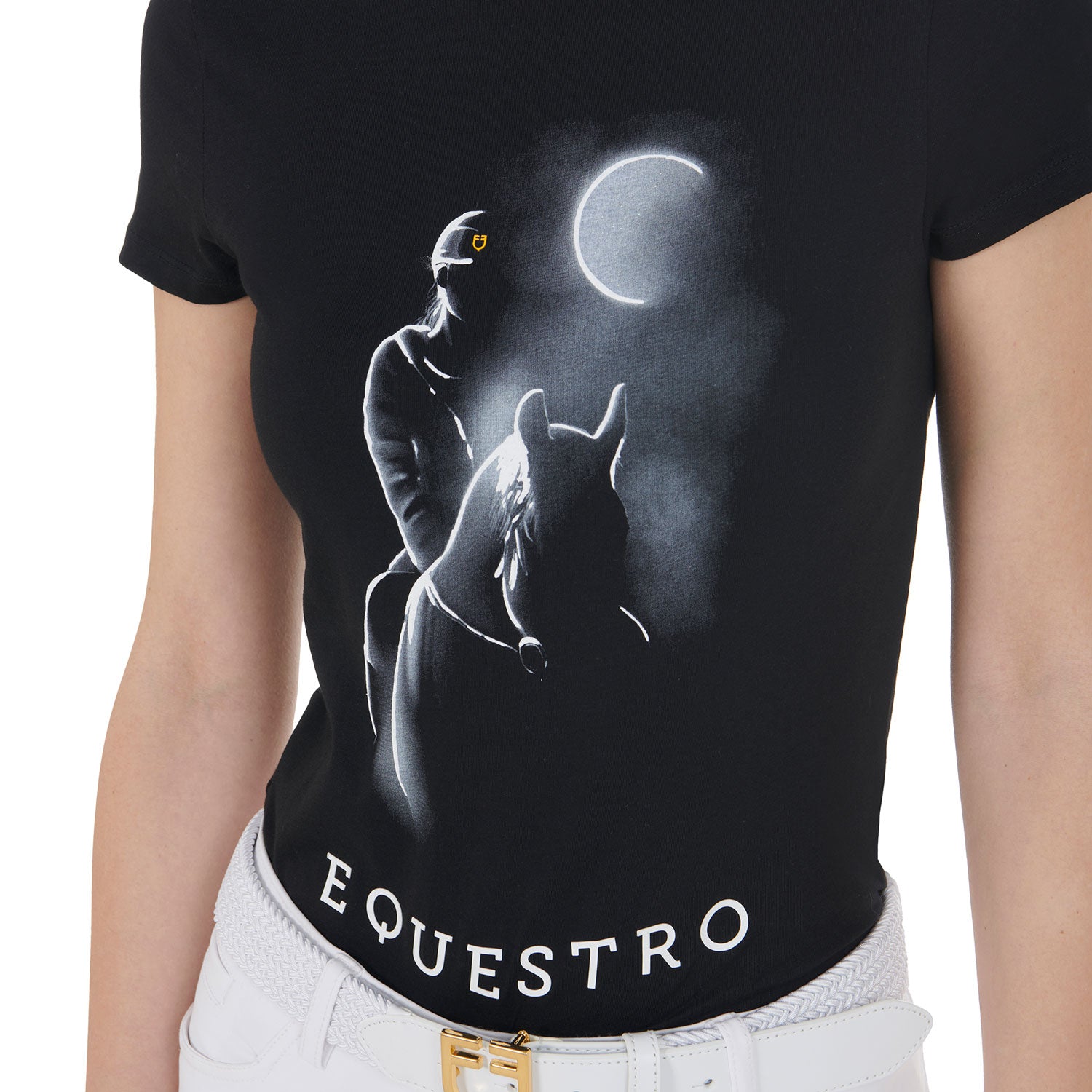 Equestro T Shirt Donna Slim Fit con Stampa Raggio di Luna