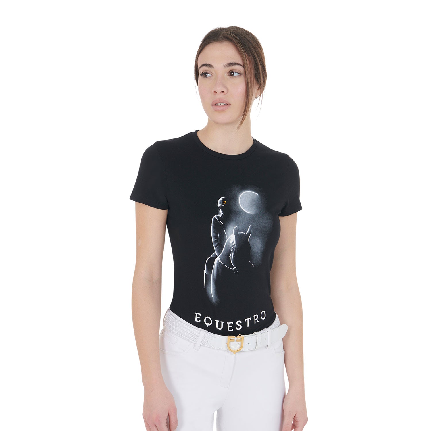 Equestro T Shirt Donna Slim Fit con Stampa Raggio di Luna