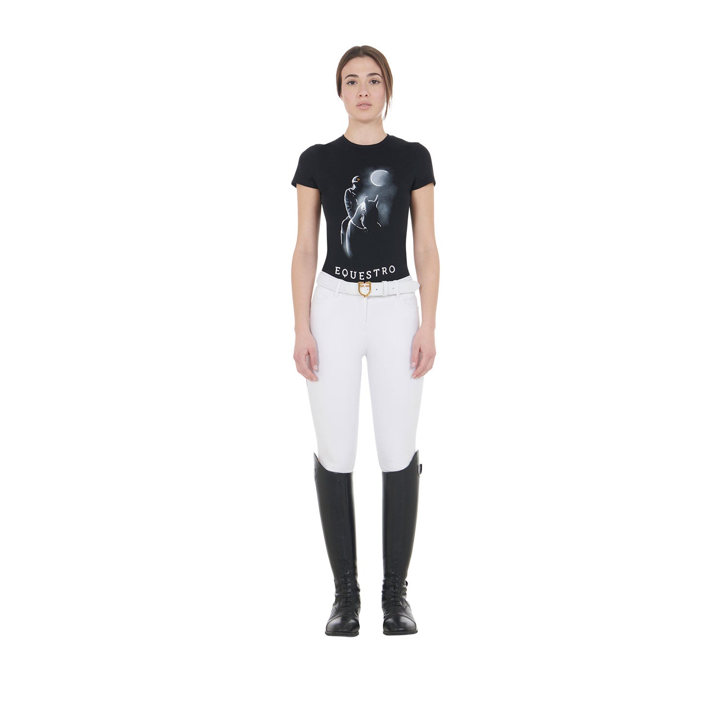 Equestro T Shirt Donna Slim Fit con Stampa Raggio di Luna