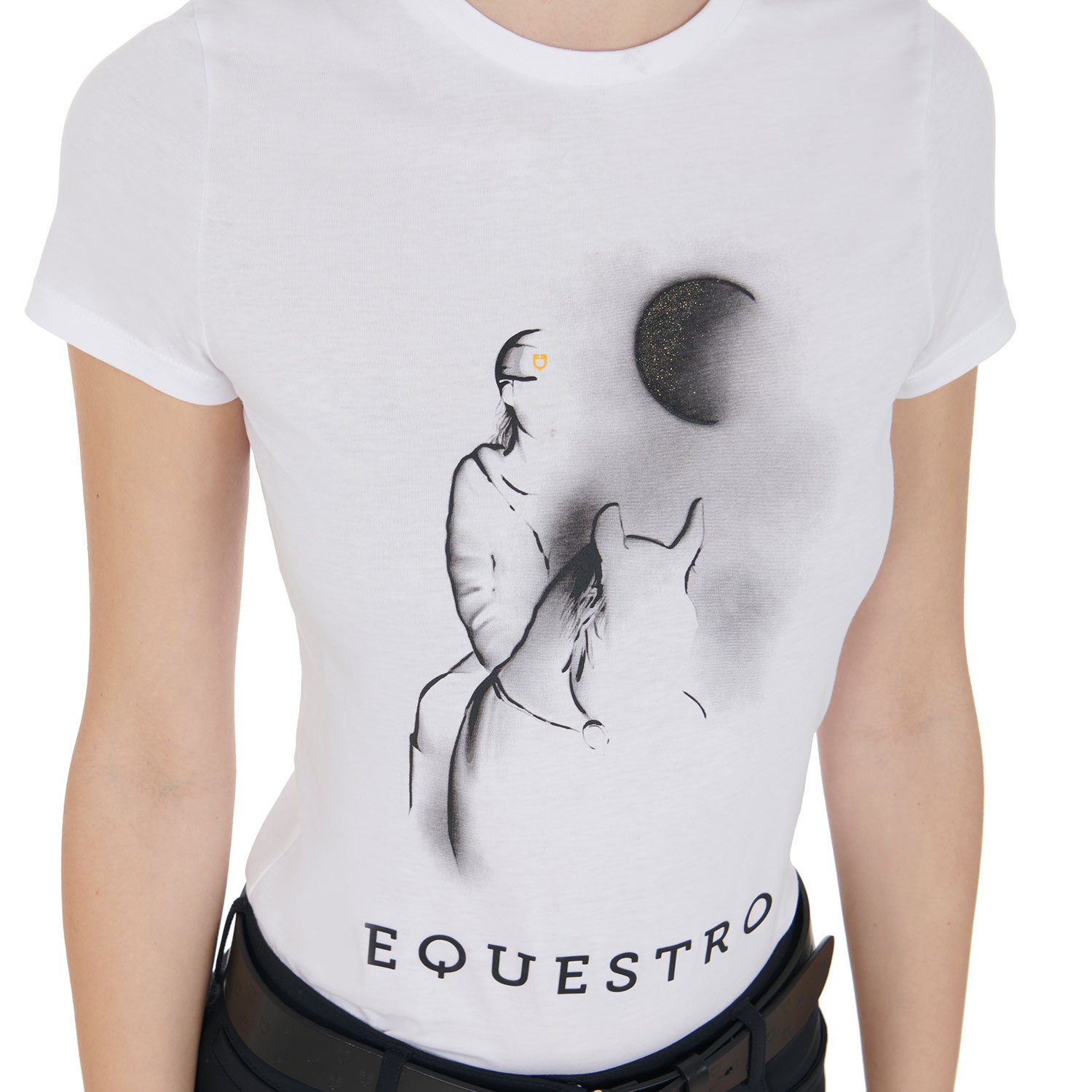 Equestro T Shirt Donna Slim Fit con Stampa Raggio di Luna