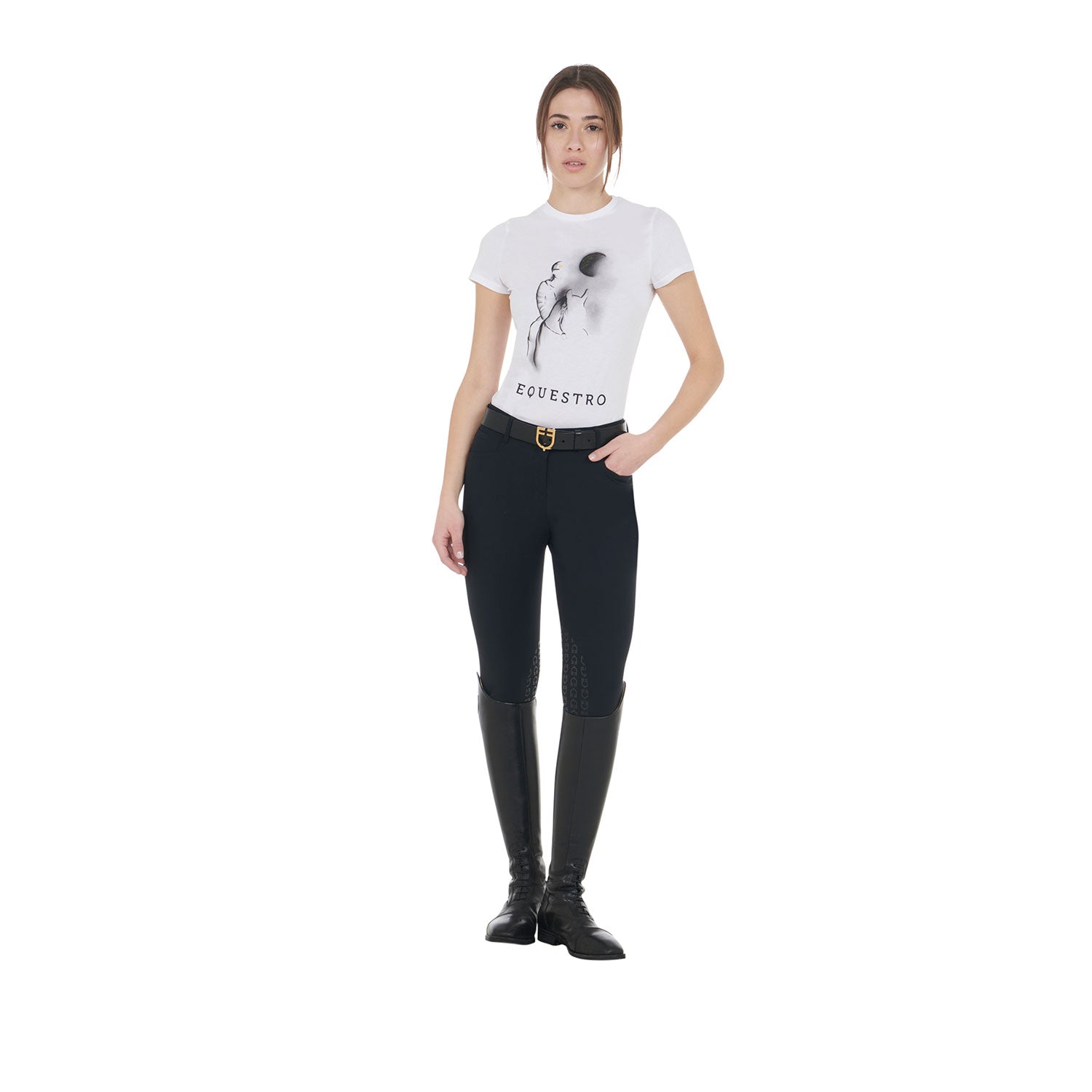 Equestro T Shirt Donna Slim Fit con Stampa Raggio di Luna