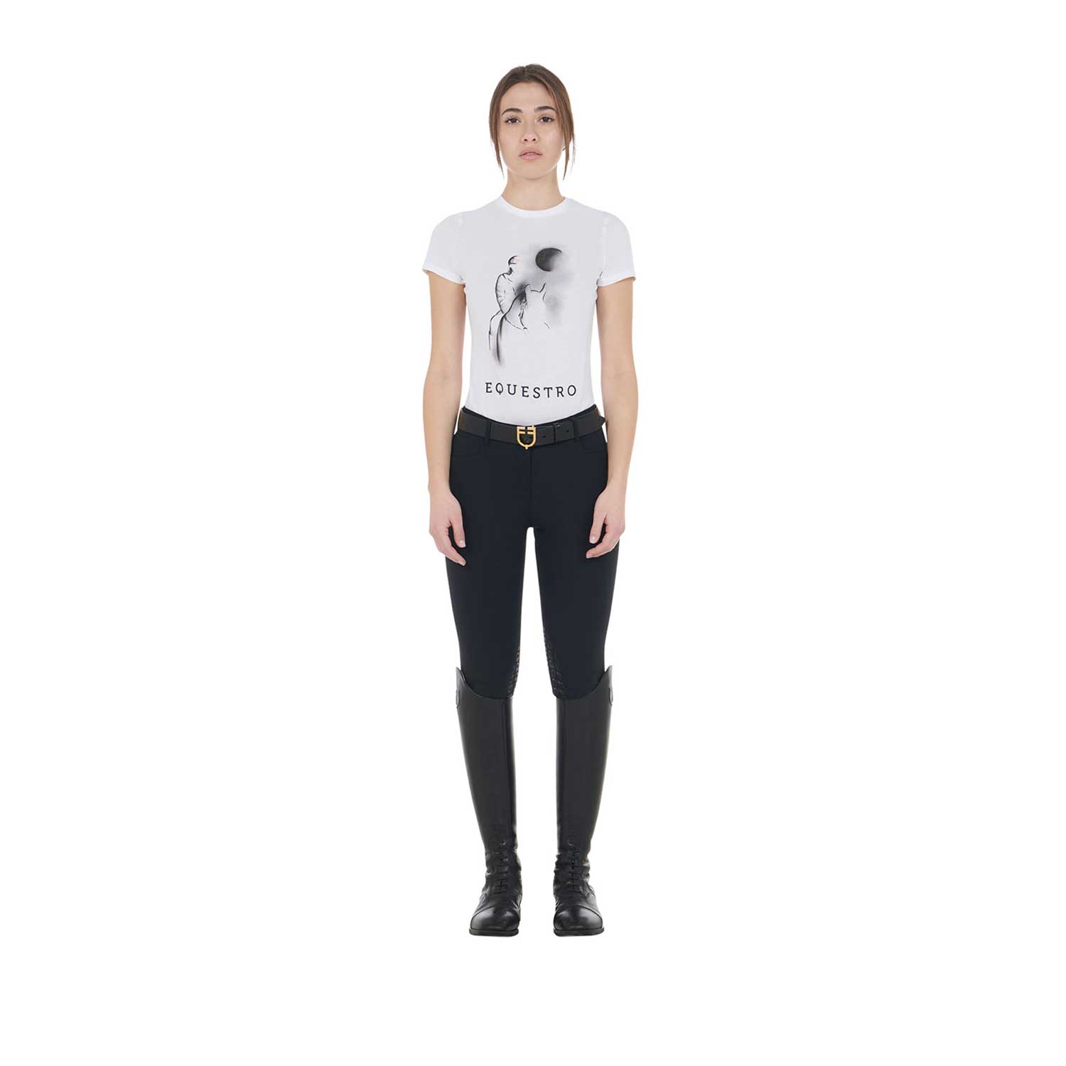 Equestro T Shirt Donna Slim Fit con Stampa Raggio di Luna