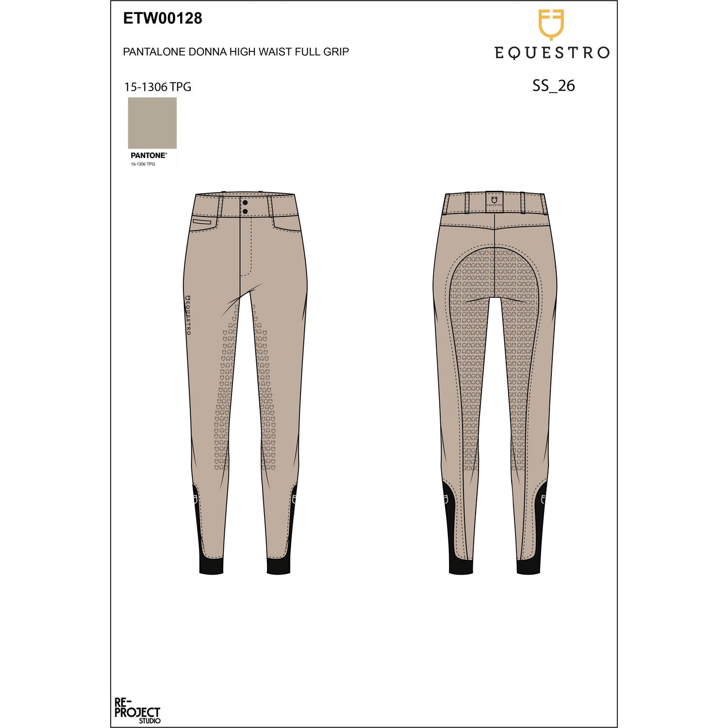 Equestro Pantaloni Donna Full Grip a Vita Alta