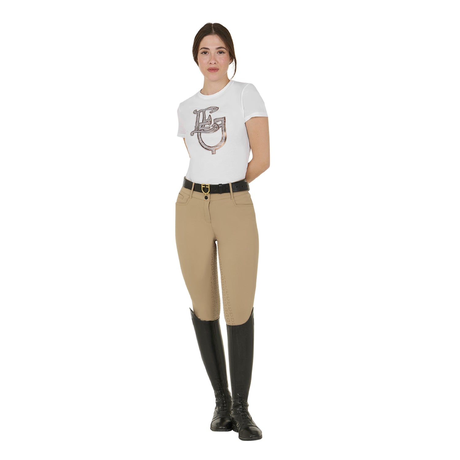 Equestro Pantaloni Donna Full Grip a Vita Alta