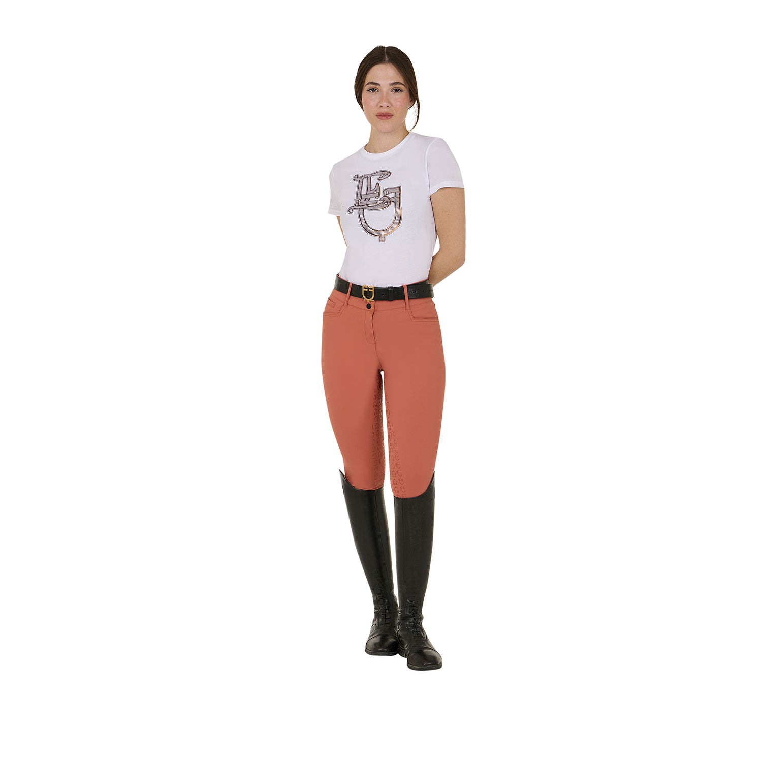 Equestro Pantaloni Donna Full Grip a Vita Alta