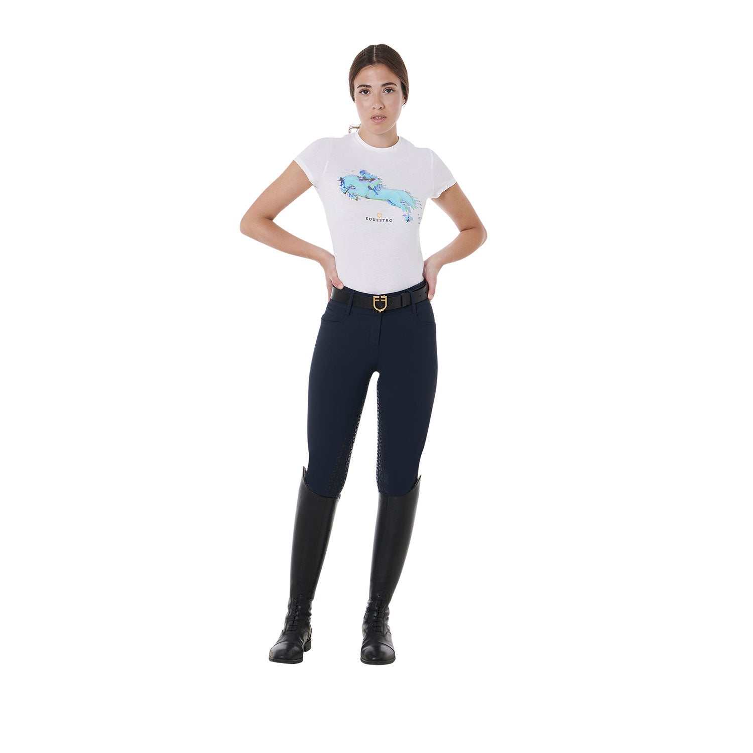 Equestro Pantaloni Donna Full Grip a Vita Alta