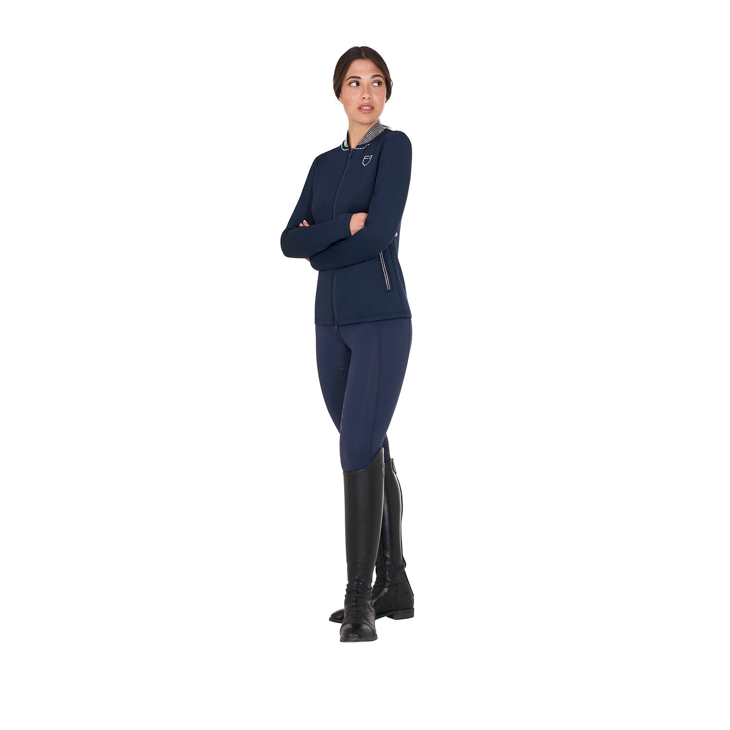 Equestro Leggings Donna Slim Fit con Strass