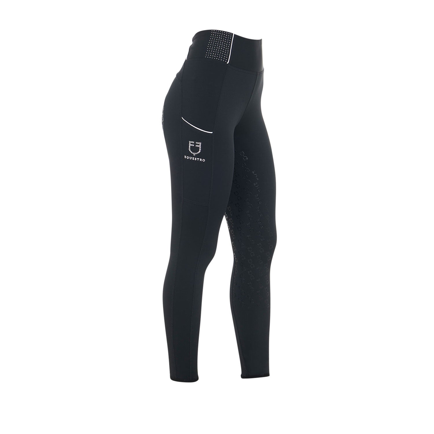 Equestro Leggings Donna Slim Fit con Strass