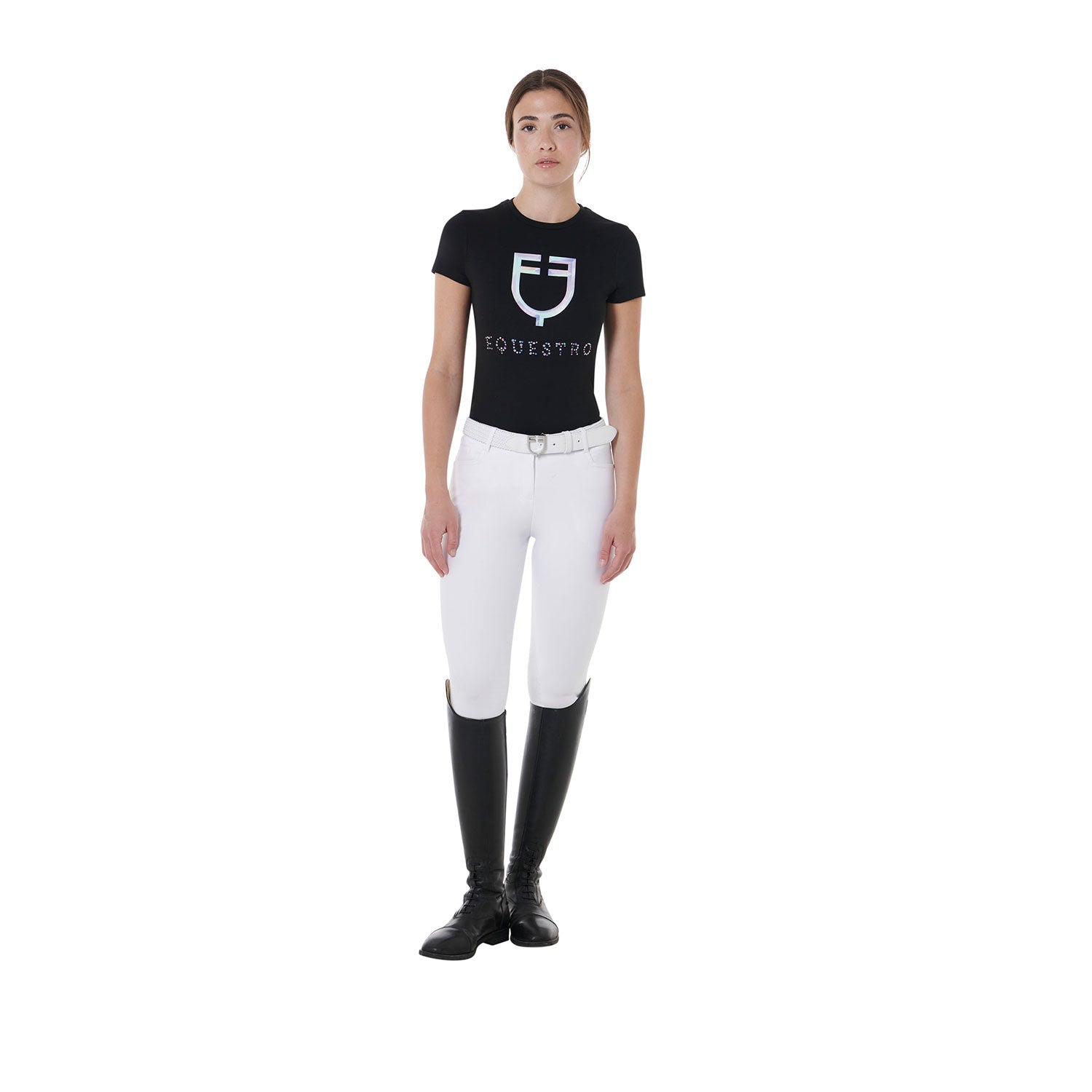 Equestro T Shirt Donna Slim Fit Stampa Logo Multicolore