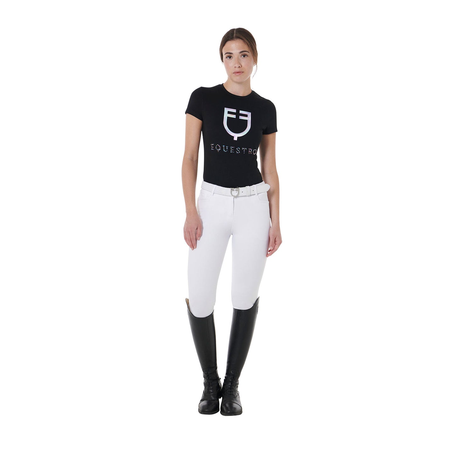 Equestro T Shirt Donna Slim Fit Stampa Logo Multicolore
