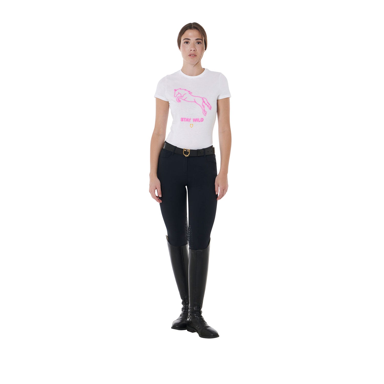 Equestro T Shirt Donna Slim Fit con Stampa Stay Wild