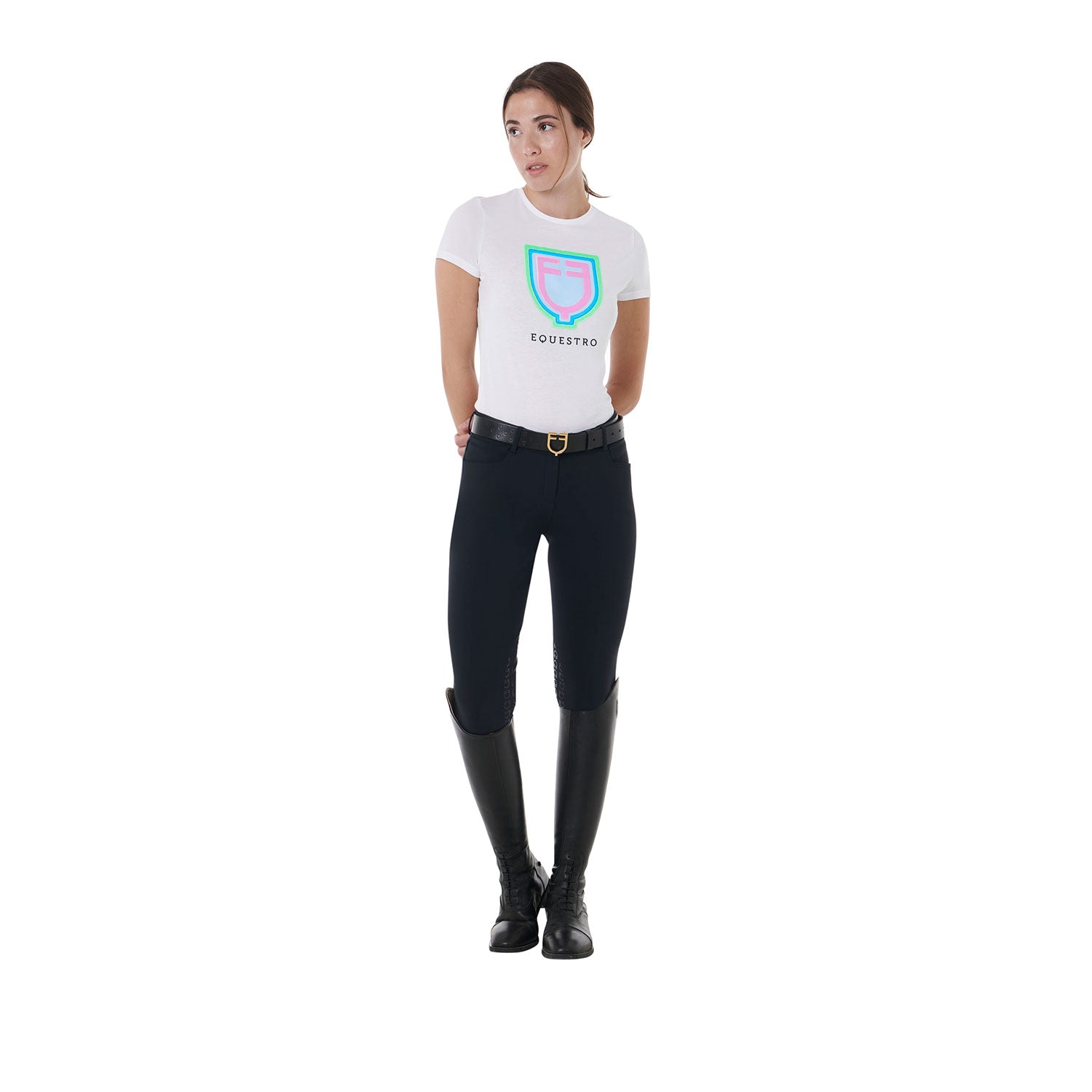 Equestro T Shirt Donna Slim Fit con Logo Psichedelico