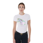 Equestro T Shirt Donna Slim Fit con Stampa per Cavallo