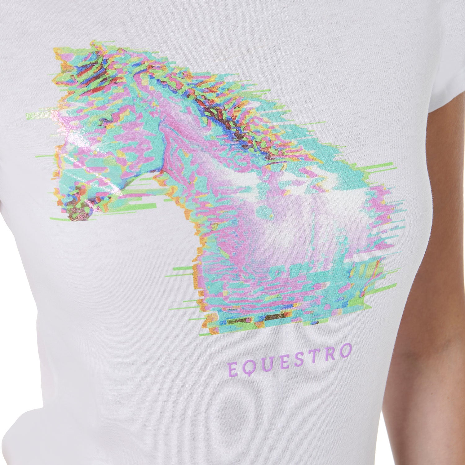 Equestro T Shirt Donna Slim Fit con Stampa per Cavallo
