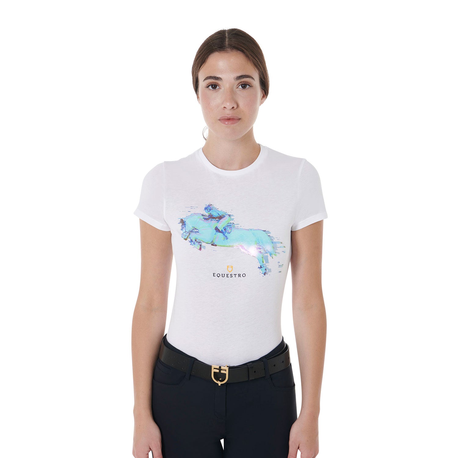 Equestro T Shirt Donna Slim Fit Stampa Jump