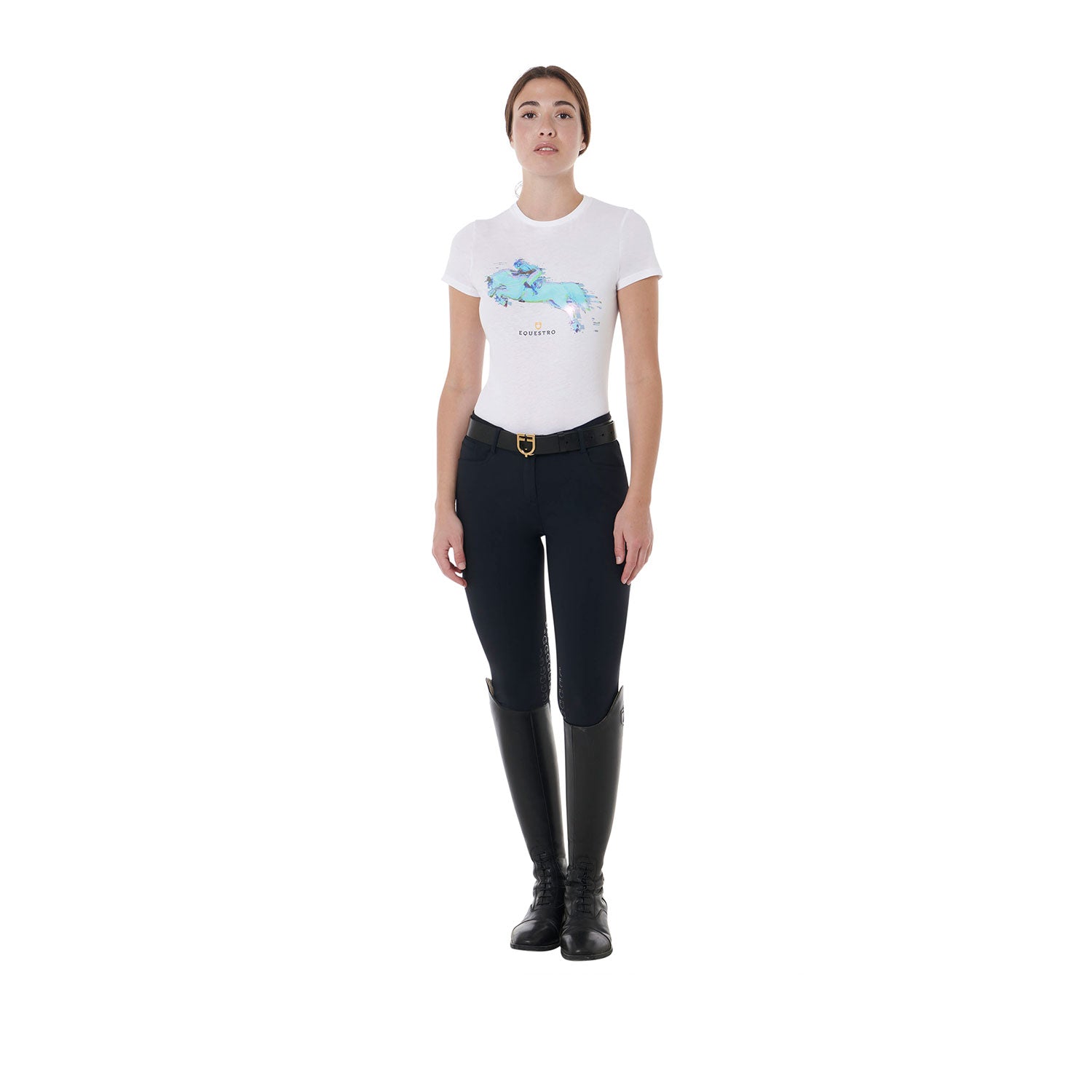 Equestro T Shirt Donna Slim Fit Stampa Jump