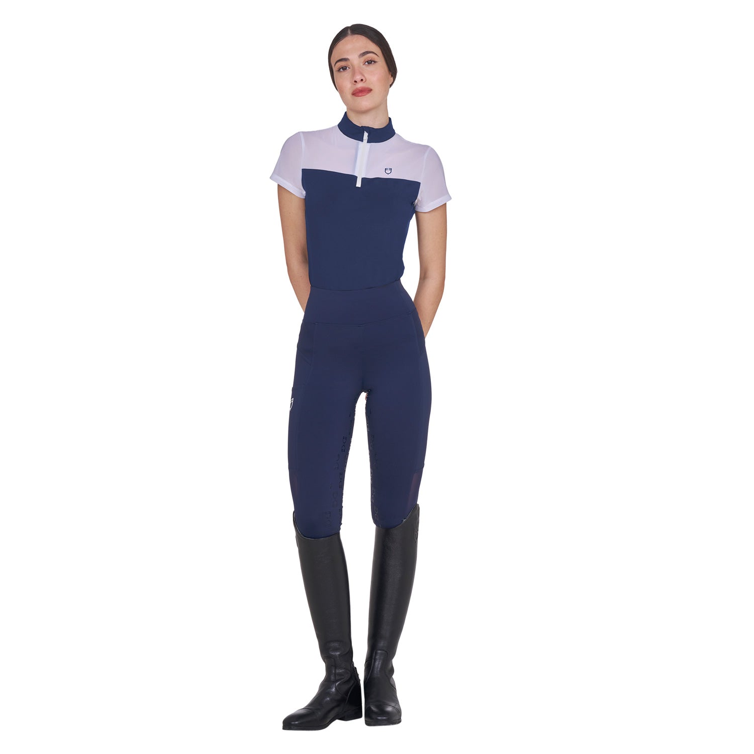 Equestro Leggings Donna Slim Fit Inserti Micro Mesh