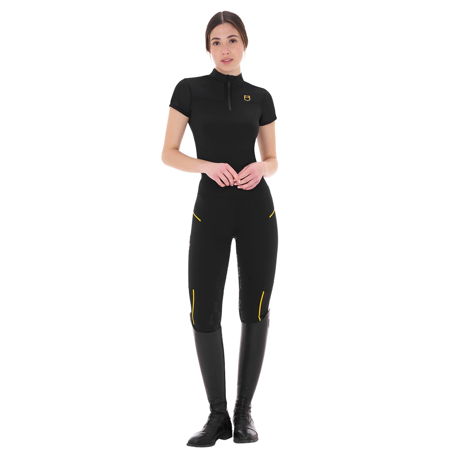 Equestro Leggings Donna Slim Fit Inserti Micro Mesh