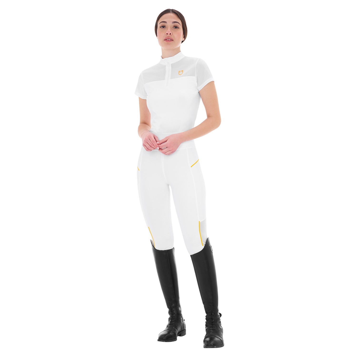 Equestro Leggings Donna Slim Fit Inserti Micro Mesh