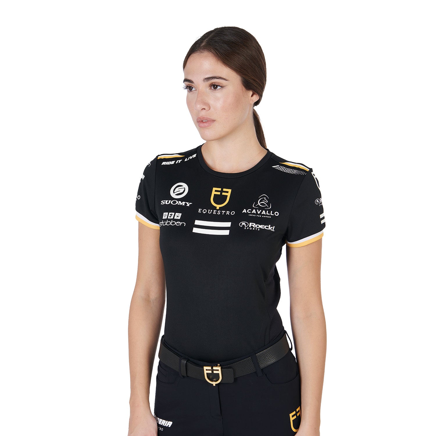 Equestro T Shirt Donna Multilogo Tessuto Tecnico