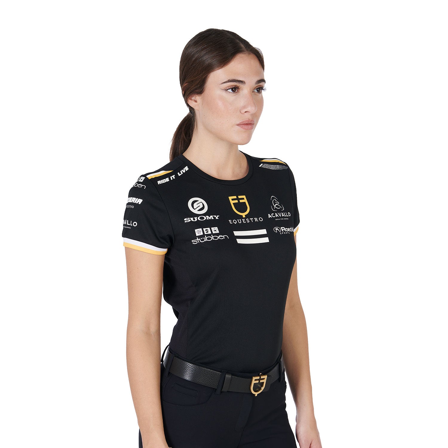 Equestro T Shirt Donna Multilogo Tessuto Tecnico