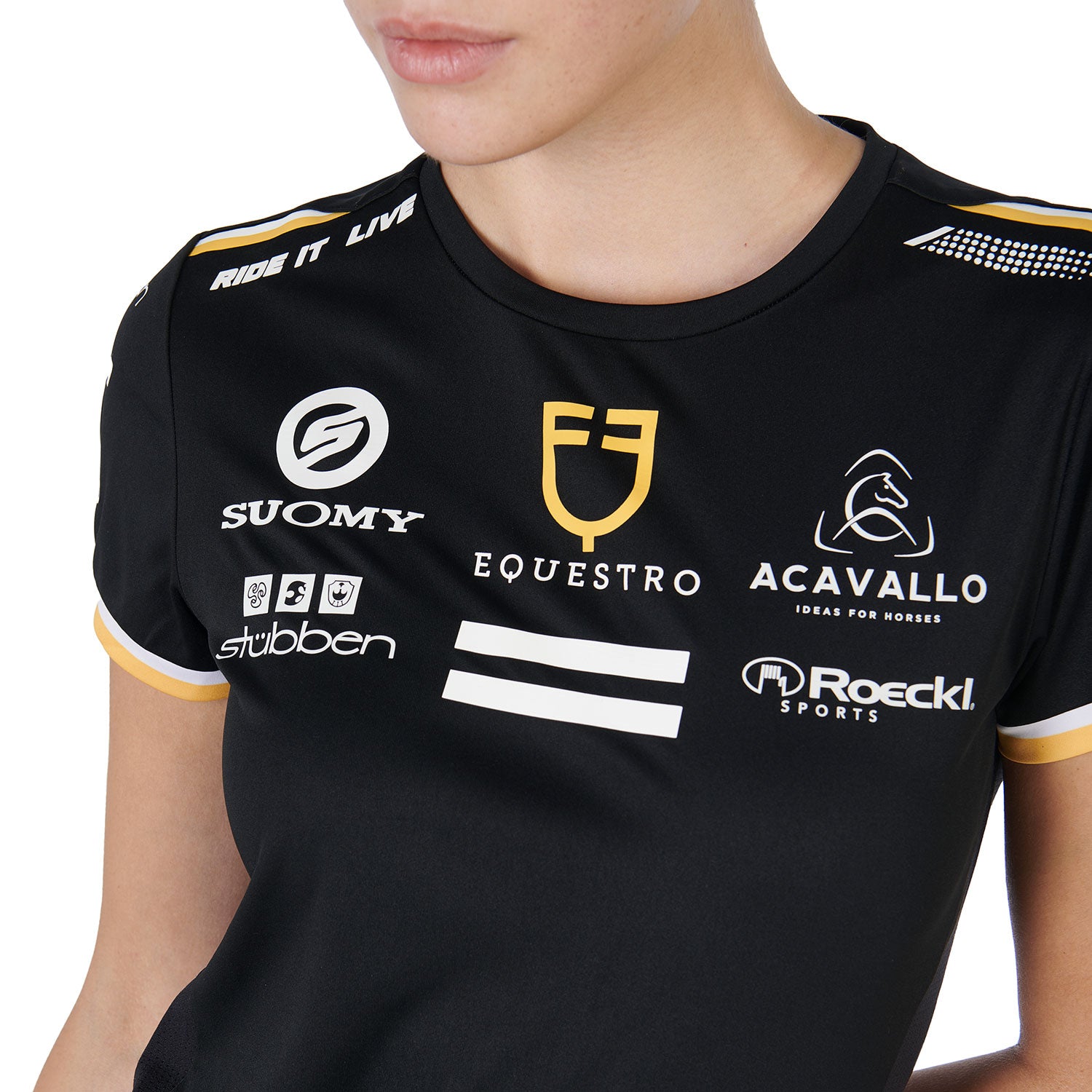 Equestro T Shirt Donna Multilogo Tessuto Tecnico