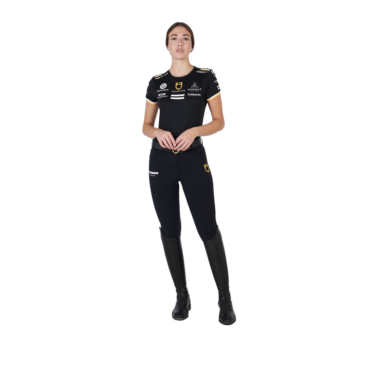 Equestro T Shirt Donna Multilogo Tessuto Tecnico