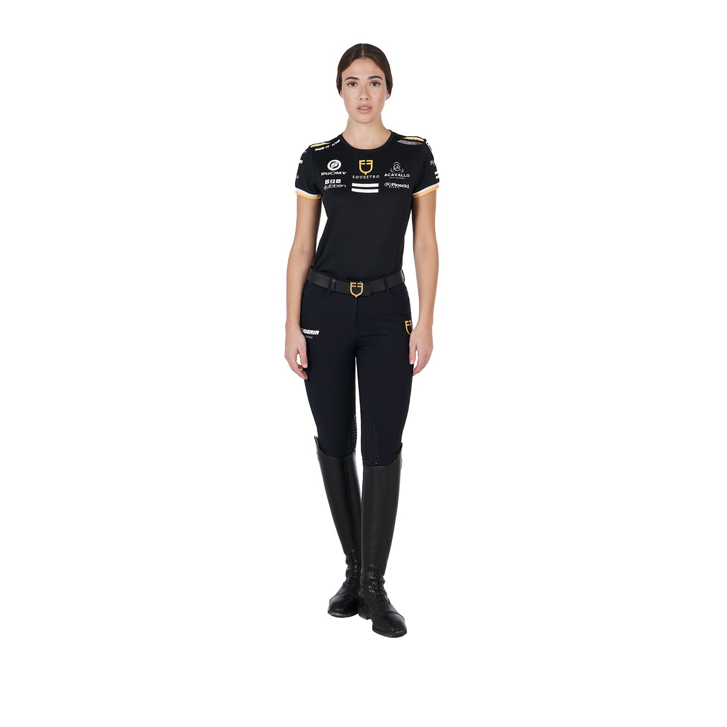 Equestro T Shirt Donna Multilogo Tessuto Tecnico
