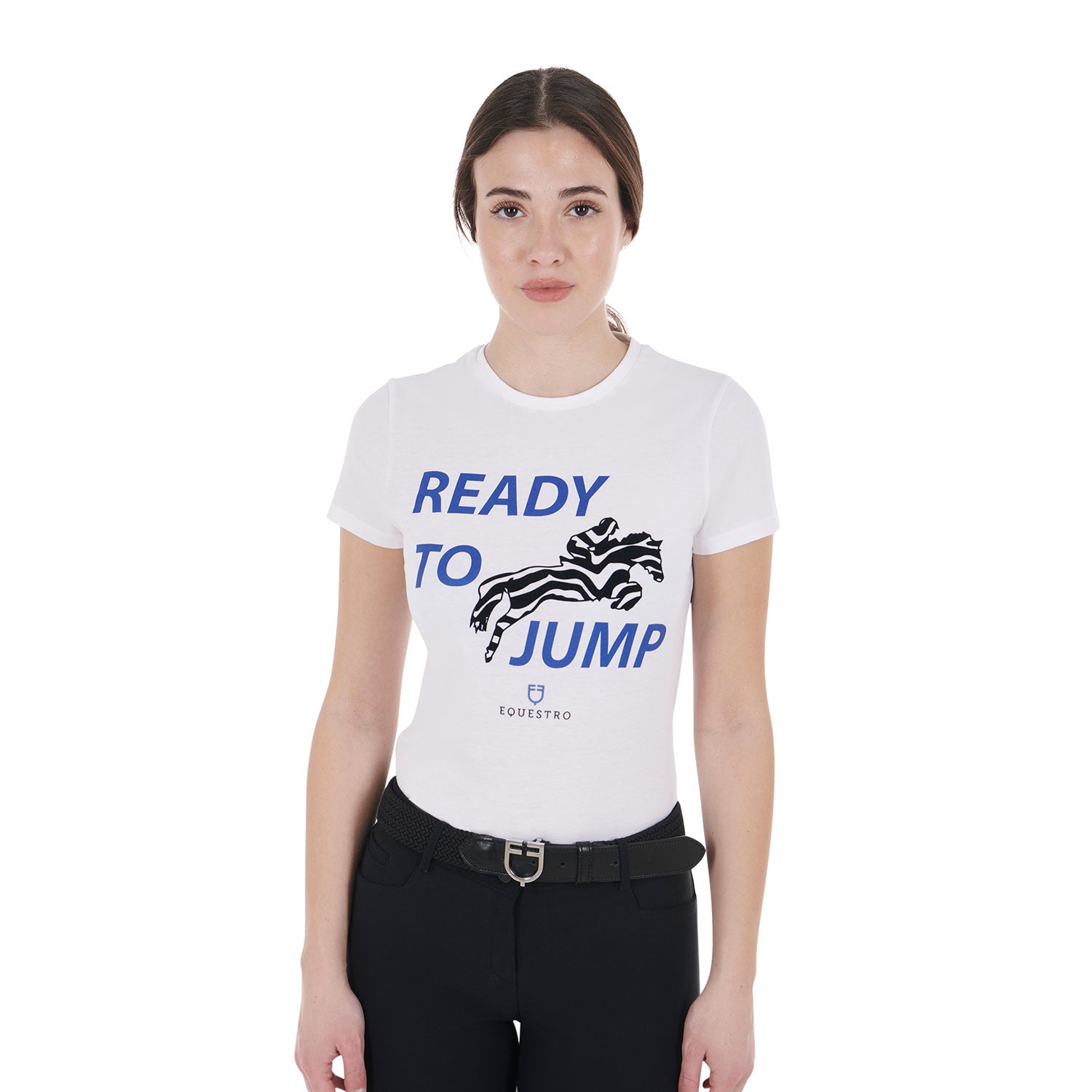 Equestro T Shirt da Donna in Cotone Ready To Jump