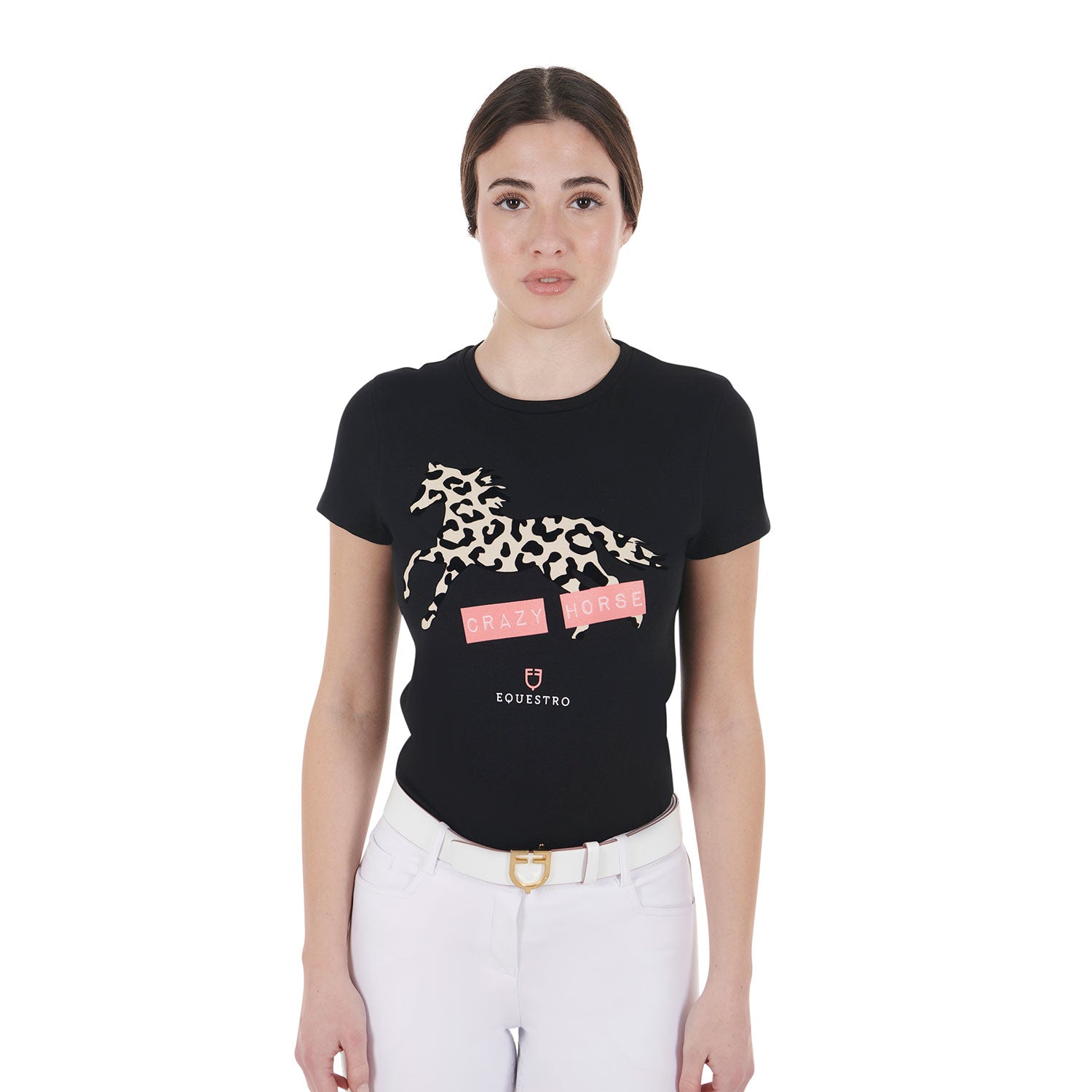 Equestro T Shirt da Donna in Cotone Crazy Horse
