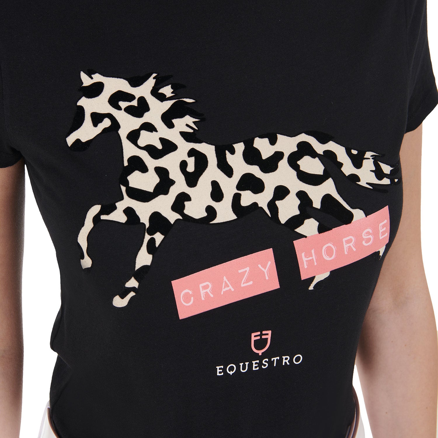 Equestro T Shirt da Donna in Cotone Crazy Horse